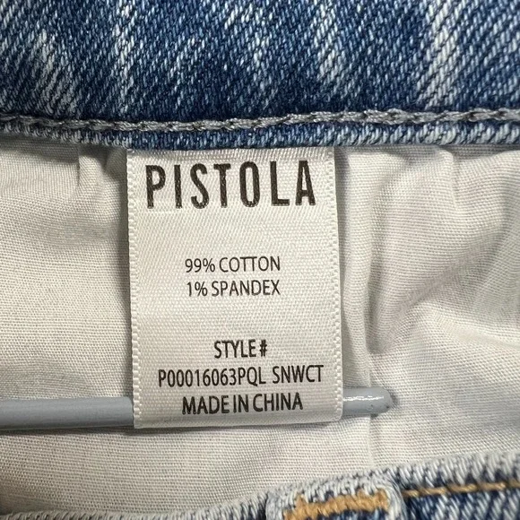 Pistola Lana Crop Wide Leg Cuff Snowcat Jeans 25P High Rise Raw Hem Petite - Picture 6 of 11